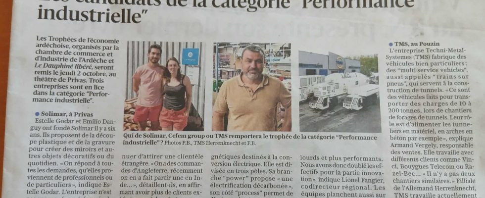 SOLIMAR en lice pour les Trophées de l’économie ardéchoise 2025