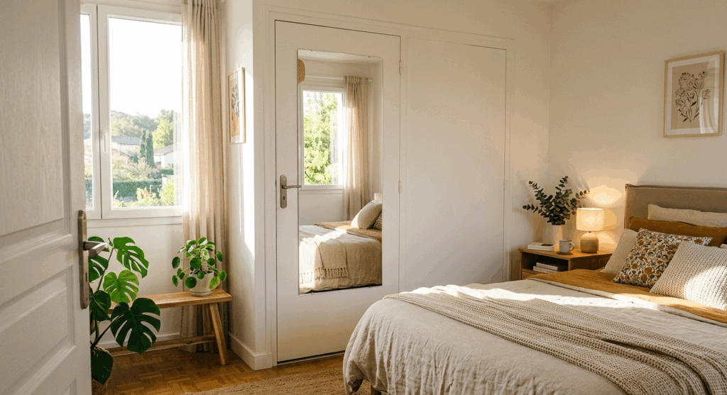 Porte de placard miroir