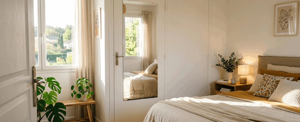 Porte de placard miroir