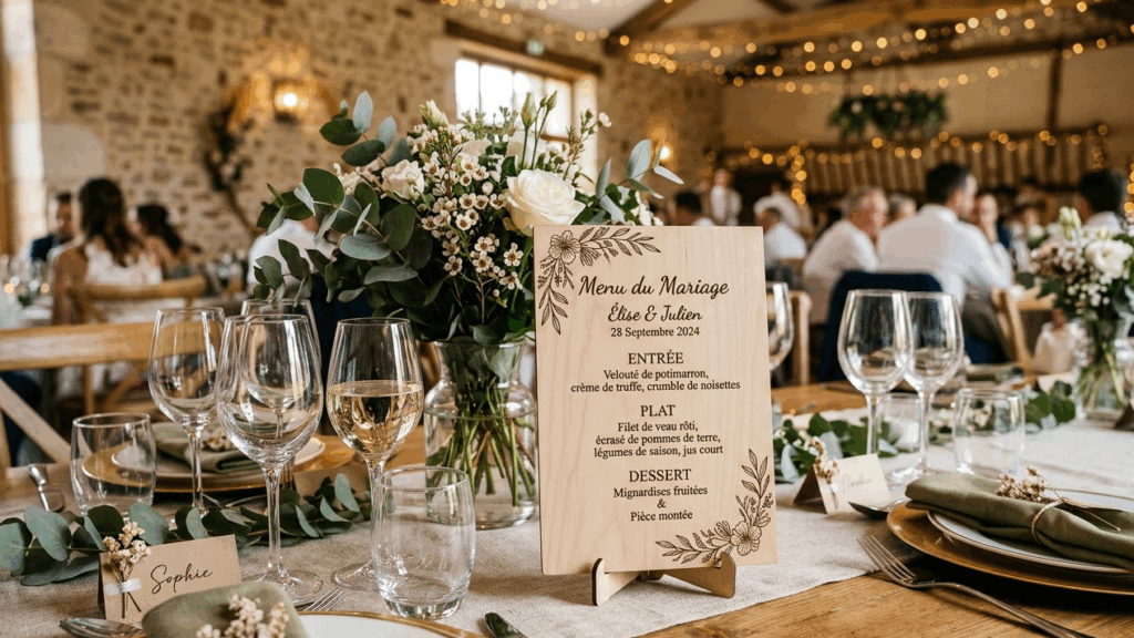 Déco bohème menu en bois