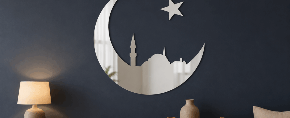 Miroir décoratif Mosquée dans la Lune pour décoration orientale